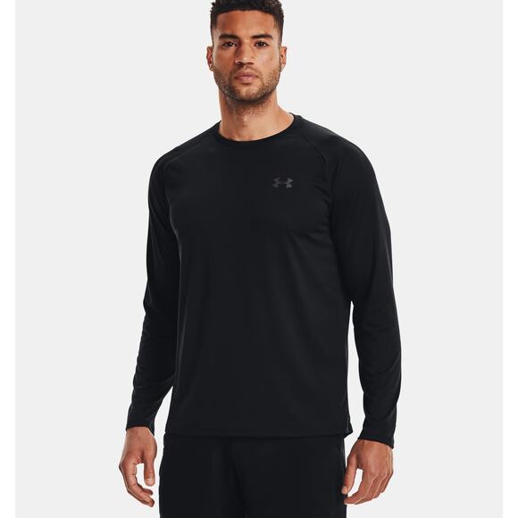 NWT Men's UA Tech Long Sleeve Shirt in Black sz XL TALL - Picture 1 of 7